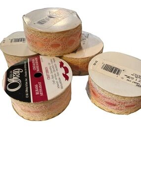 Offray Lace Ribbon Spools in Peach and Cream
